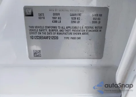 2010 Chevrolet Malibu Lt z USA, uszkodzony, nr VIN 1G1ZC5E04AF212539